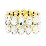 Glass Crystal Oval Stone Cluster Stretch Bracelet