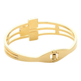 Stainless Steel Triple Square Stone Pointed Hinged Bangle Bracelet