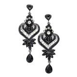 Glass Crystal Heart Teardrop Evening Earrings