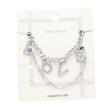 2PCS - LOVE Rhinestone Embellished Metal Chain Bracelets