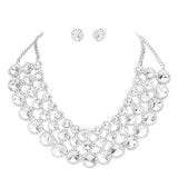 Crystal Pave Trim Round Evening Necklace Earring Set