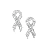 Crystal Pink Ribbon Symbol Stud Earrings