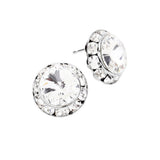 Women's Rivoli Cut Genuine Crystal Round Stud Earrings