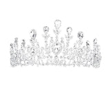 Crystal Teardrop Detail Bubble Stone Pave Marquise Tiara