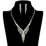 Shimmery Rhinestone Pave Necklace Earring Set