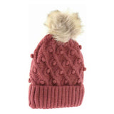 Bobble Knit Fur Pom C.C Beanie