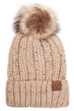 C.C Fuzzy Fleece Lining Knit Beanie With Pom