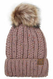 C.C Fuzzy Fleece Lining Knit Beanie With Pom