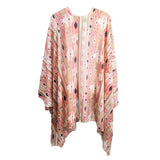 Boho Patterned Sheer Cover Up Kimono Poncho