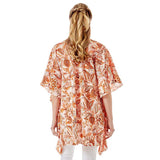 Floral Paisley Printed Ruffle Sleeves Cover Up Kimono Poncho