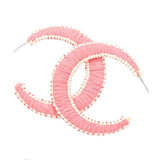 Woven Raffia Hoop Earrings
