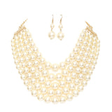 Chunky Multi Strand Pearl Bib Necklace