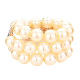 Glass Stone Accented Pearl Stretch Bracelet