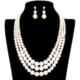 Triple Layer Pearl Strand Necklace