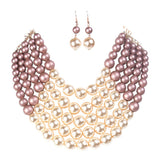Chunky Multi Strand Pearl Bib Necklace