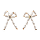 Pearl Beads Bow Earrings