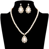 Rhinestone Embellished Teardrop Pearl Accented Necklace