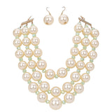 Triple Layered Chunky Pearl Necklace