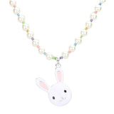 Enamel Easter Bunny Pendant Pearl Necklace