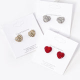 Crystal Paved Heart Stud Earrings