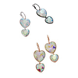 Crystal Stone Double Heart Link  Dropdown Earrings