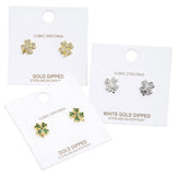 Cubic Zirconia Clover Stud Earrings