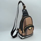 Panelled Sling Bag with Metallic Bee Accent