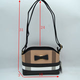 Structured Plaid Crossbody Handbag with Bow Accent and Long Strap