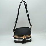 Plaid Accent Crossbody Bag with Adjustable Shoulder Strap