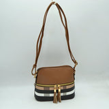 Plaid Accent Crossbody Bag with Adjustable Shoulder Strap