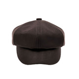C.C Solid Faux Leather Newsboy Cap
