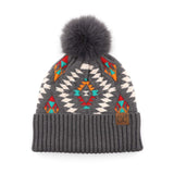 C.C Soft Aztec Pattern Beanie with Faux Fur Pom