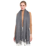 Pearl Embellished Solid Oblong Scarf