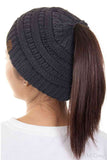 C.C Solid Color Ponytail Messy Bun Beanie