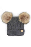 C.C kids double pom pom all over cable pattern beanie hat