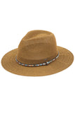 C.C Women's Multi Thread Rhinestone Trim Band Panama Hat