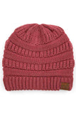 C.C Women's Ribbed Knit Solid Color Beanie