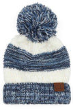 C.C Popcorn Yarn Heather Color Beanie Wth Pom