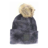 Women's Tie Dye Fur Pom C.C Beanie