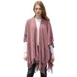 Geometry Open Knit Ruana With Fringe