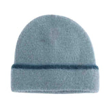 Soft Feather Yarn Striped Cuff C.C Beanie