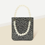 Bling Rectangle Pearl Handle Evening Tote / Crossbody Bag