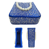 Bling Rectangle Pearl Handle Evening Tote / Crossbody Bag