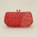 Floral Leaf Crystal Frame Evening Clutch Shoulder Bag