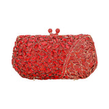 Floral Leaf Crystal Frame Evening Clutch Shoulder Bag