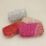 Floral Leaf Crystal Frame Evening Clutch Shoulder Bag