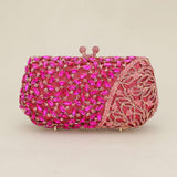 Floral Leaf Crystal Frame Evening Clutch Shoulder Bag