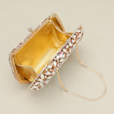 Floral Leaf Crystal Frame Evening Clutch Shoulder Bag