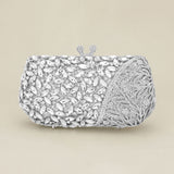 Floral Leaf Crystal Frame Evening Clutch Shoulder Bag