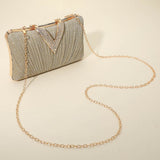 Sparkle Fabric Stone Paved V Fold Evening Clutch Crossbody Bag